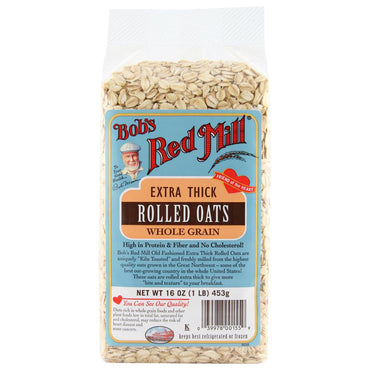 Bob's Red Mill, aveia em flocos extra grosso, grão integral, 16 onças (1 lb) 453 g