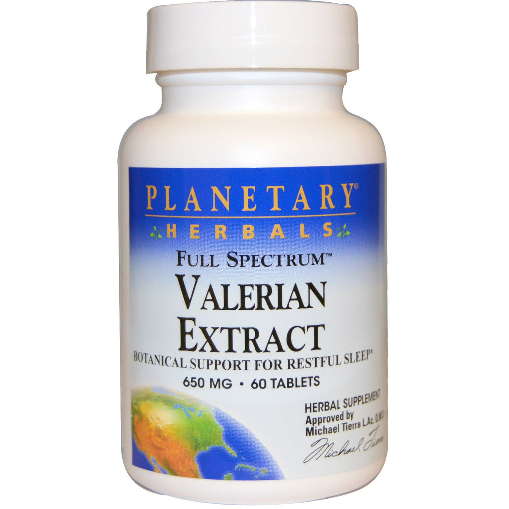 Planetary Herbals, extracto de valeriana, espectro completo, 650 mg, 60 tabletas