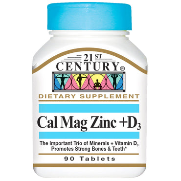 21st Century, Cal Mag Zinc + D3, 90 comprimidos
