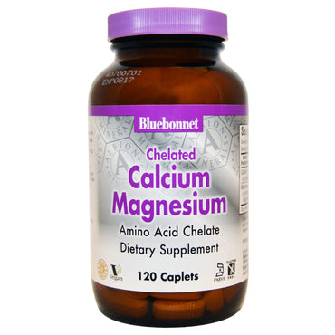 Bluebonnet Nutrition, calcio y magnesio quelado, 120 comprimidos
