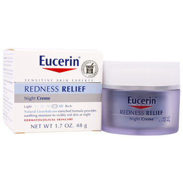 Eucerin, Redness Relief, Dermatologisk hudvård, Night Creme, 1,7 oz (48 g)