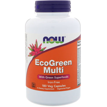 Now Foods, EcoGreen Multi, sans fer, 180 capsules végétales