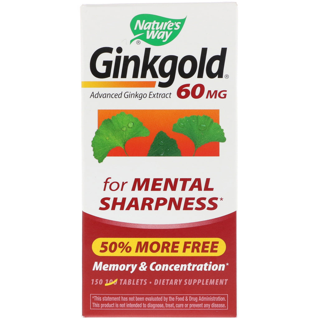 Nature's Way, Ginkgold, memoria e concentrazione, 60 mg, 150 compresse