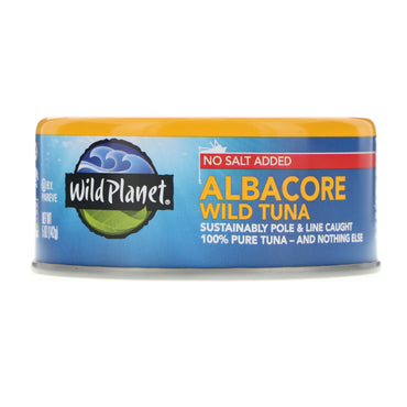 Wild Planet, vill Albacore tunfisk, uten tilsatt salt, 5 oz (142 g)