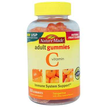 Naturgemachte Vitamin-C-Fruchtgummis für Erwachsene, Mandarine, 80 Fruchtgummis