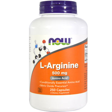 Now Foods, L-arginin, 500 mg, 250 kapsler