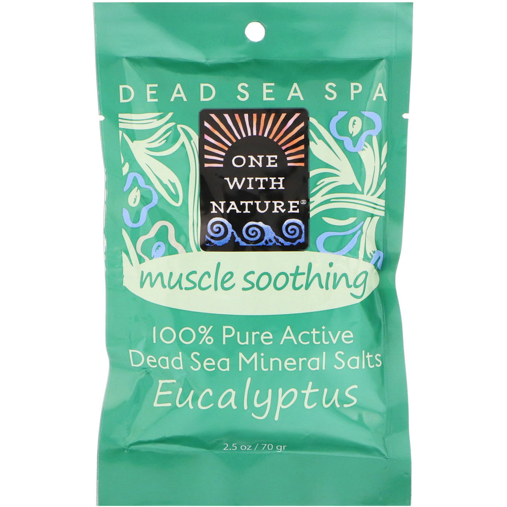 One with Nature, Dead Sea Spa, Sels minéraux, Apaisant musculaire, Eucalyptus, 2,5 oz (70 g)