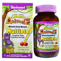 Bluebonnet Nutrition, Super Earth, Rainforest Animalz, Whole Food Based Multiple, Natural Cherry Flavor, 180 Chewables