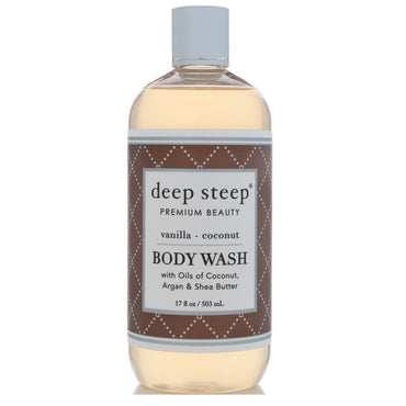 Deep Steep, Płyn do mycia ciała, Wanilia - Kokos, 17 uncji (503 ml)