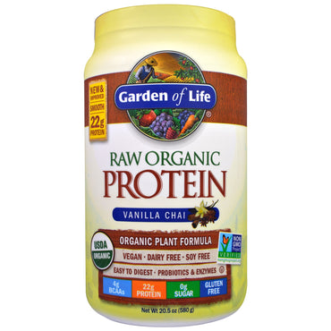 Garden of Life, Proteína cruda, Fórmula vegetal, Chai de vainilla, 580 g (20,5 oz)