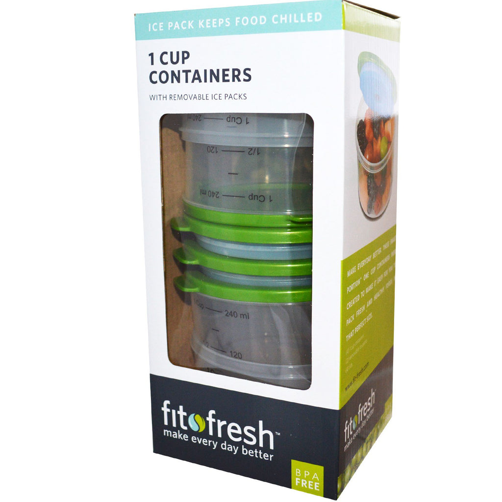 Fit & fresh, 1 kopp kjølebeholdere, 4 stk