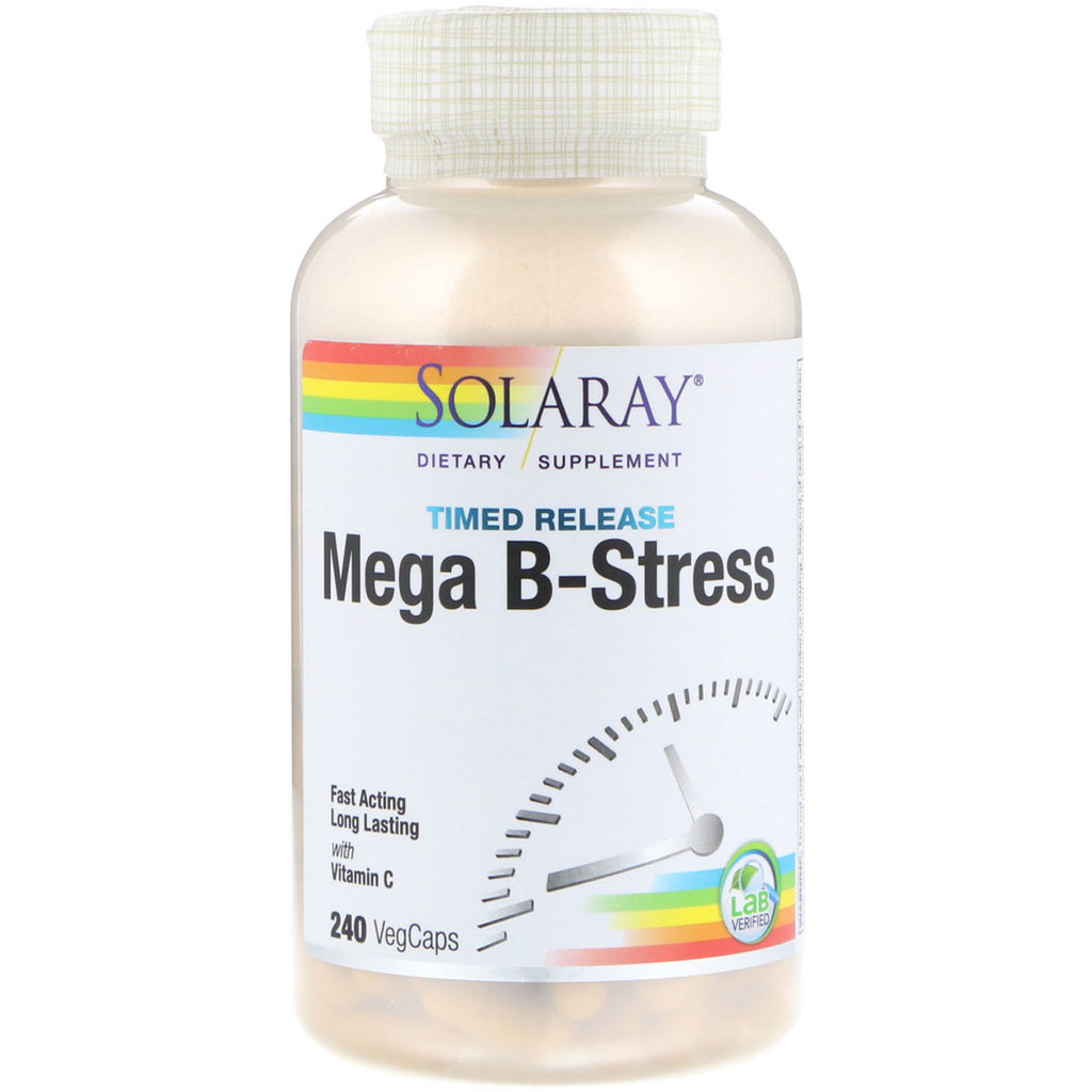 Solaray, Mega-B-Stress, zeitgesteuerte Freisetzung, 240 Gemüsekapseln