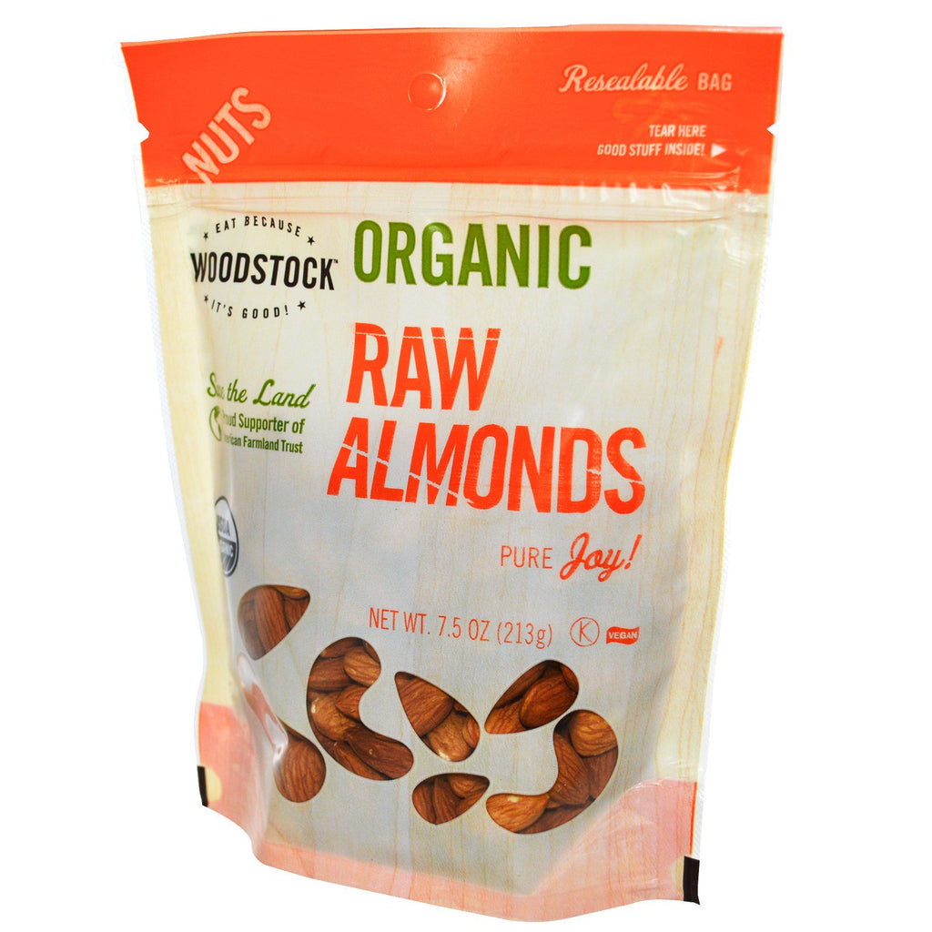 Woodstock, , Raw Almonds, 7.5 oz (213 g)