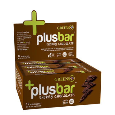 Greens Plus, Plusbar, Energy Chocolate, 12 barres, 2 oz (59 g) chacune