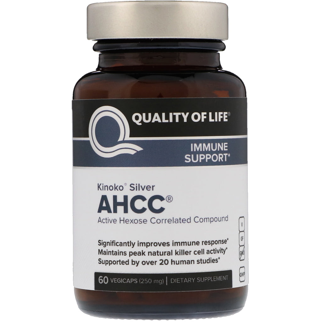Quality of Life Labs, Kinoko Silver AHCC, 250 mg, 60 cápsulas vegetales