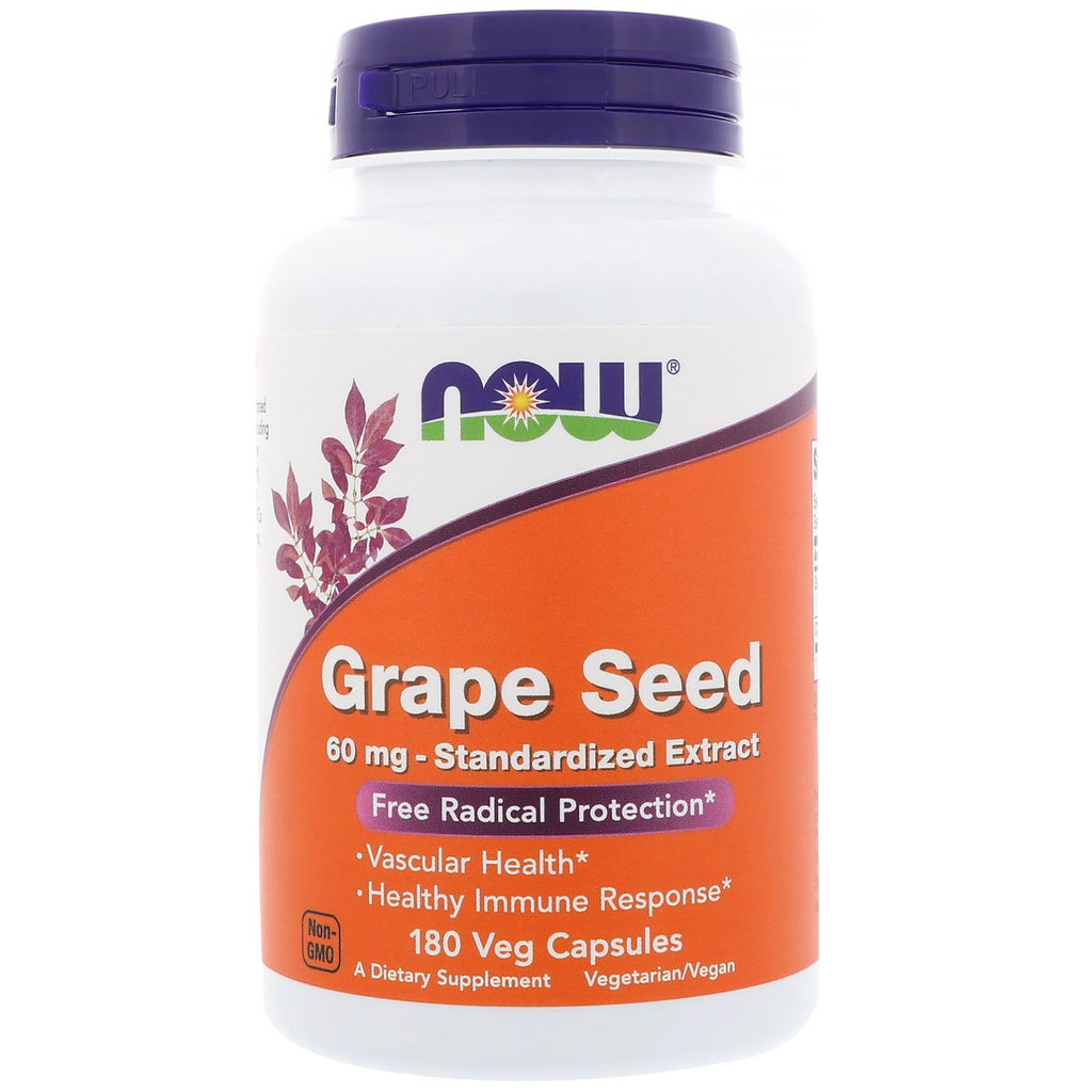 Now Foods, Grape Seed, Standardized Extract, 60 mg, 180 Veg Capsules