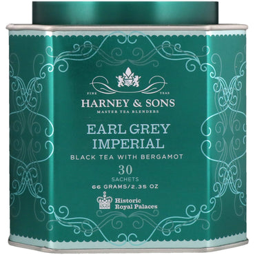 Harney & Sons, Earl Gray Imperial، الشاي الأسود مع البرغموت، 30 كيسًا، 2.35 أونصة (66 جم) لكل كيس