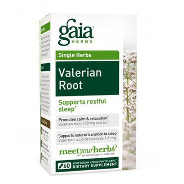 Gaia Herbs, racine de valériane, 60 phyto-capsules liquides végétariennes