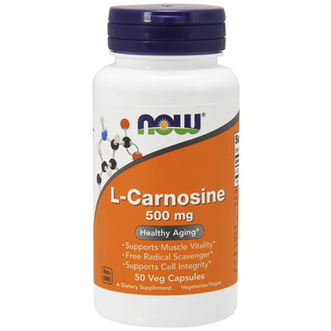 Nu voedingsmiddelen, L-carnosine, 500 mg, 50 vegetarische capsules