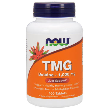 Now Foods, TMG, 1.000 mg, 100 tabletter