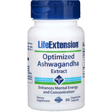 Extensión de vida, extracto optimizado de ashwagandha, 60 cápsulas vegetales