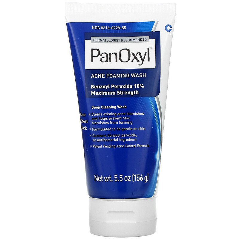 PanOxyl, Nettoyant moussant contre l'acné, Peroxyde de benzoyle 10 % force maximale, 5,5 oz (156 g) 