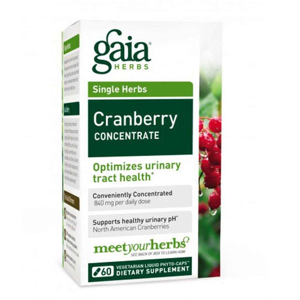 Ervas Gaia, concentrado de cranberry, 60 fitocápsulas líquidas vegetarianas