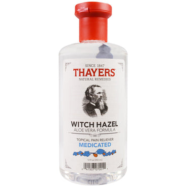 Thayers, Witch Hazel, Aloe Vera Formula, Medicated, Topical Pain Reliever, 12 fl oz (355 ml)