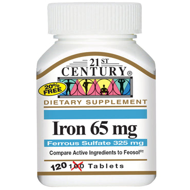 21st Century, Ferro, 65 mg, 120 Comprimidos