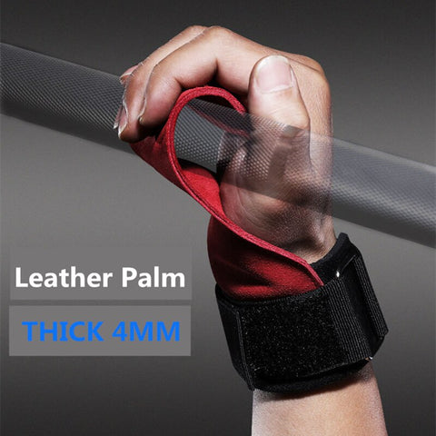 Adjustable Weight lifting Wrist Wraps Support Grips Leather Palm Protector for Barbell Pull up Kettle bell Fitness Gym Equipment