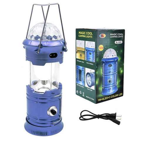 Solar Camping Lantern 3-in-1 LED Party Disco Light Rechargeable Portable Flashlight For Hiking Camping Tent Emergency Lighting
