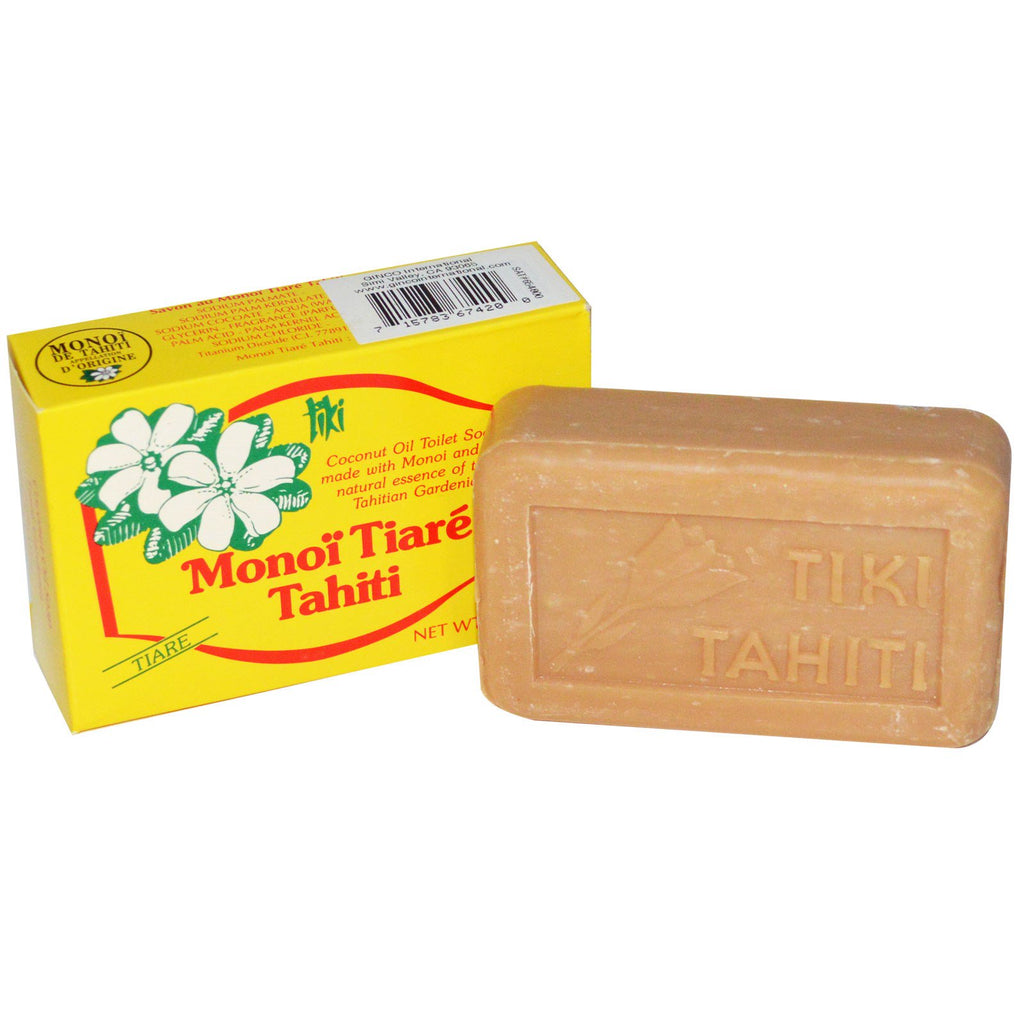 Monoi Tiare Tahiti, Coconut Oil Soap, Tiare (Gardenia) Scented, 4.55 oz (130 g)
