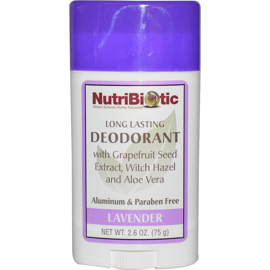 NutriBiotic, Desodorante en barra de larga duración, lavanda, 75 g (2,6 oz)