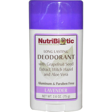 NutriBiotic, Desodorante em bastão de longa duração, Lavanda, 75 g (2,6 oz)
