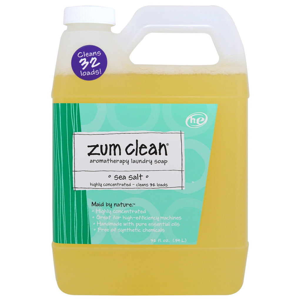 Indigo Wild, Zum Clean, jabón para lavar ropa con aromaterapia, sal marina, 32 fl oz (0,94 L)