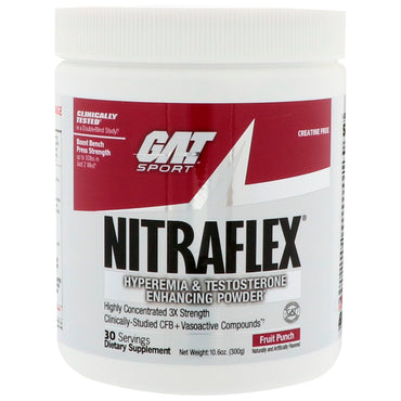 GAT, Nitraflex, ponche de frutas, 300 g (10,6 oz)