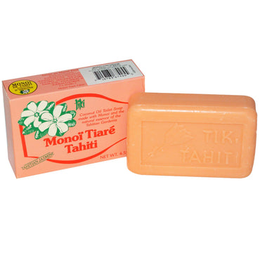 Monoi Tiare Tahiti, Coconut Oil Soap, Pitate (Jasmine) Scented, 4.55 oz (130 g)