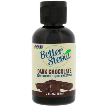 Now Foods, lichid BetterStevia, îndulcitor lichid cu zero calorii, ciocolată neagră, 2 fl oz (59 ml)
