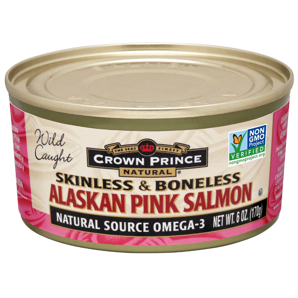 Crown Prince Natural, Alaskan Pink Salmon, zonder vel en zonder bot, 6 oz (170 g)