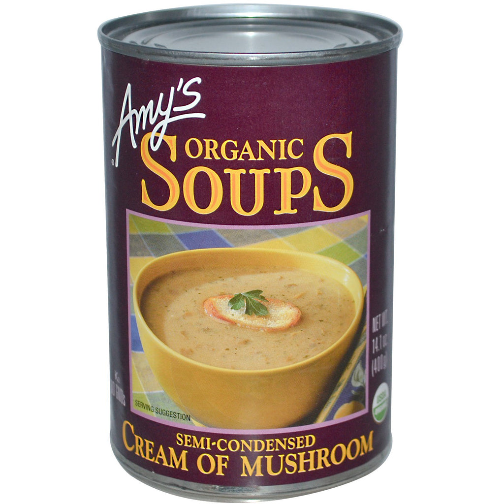 Amy's, Supe, Cremă de ciuperci, 14,1 oz (400 g)