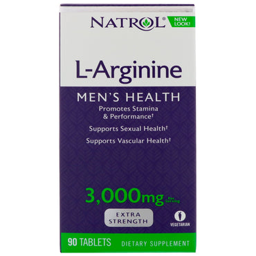 Natrol, L-Arginin, 3000 mg, 90 tabletter