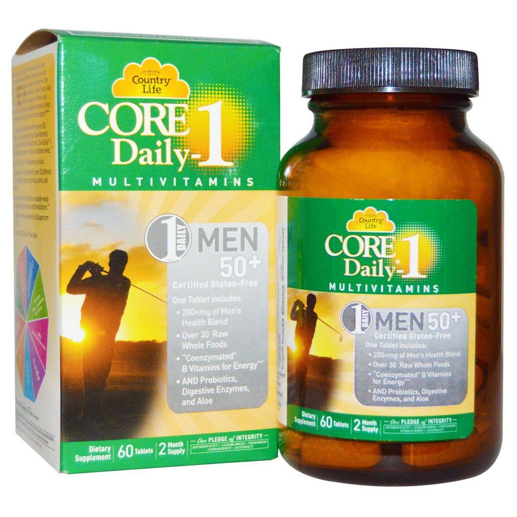 Landleven, core daily-1, multivitaminen, mannen 50+, 60 tabletten