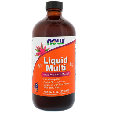 Now Foods, Liquid Multi, o smaku dzikich jagód, 16 uncji (473 ml)