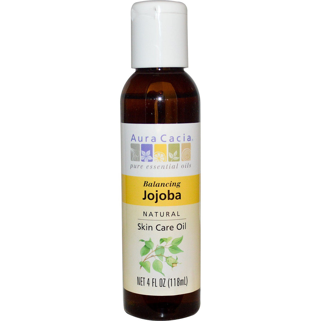 Aura Cacia, huile naturelle de soin de la peau, jojoba équilibrant, 4 fl oz (118 ml)