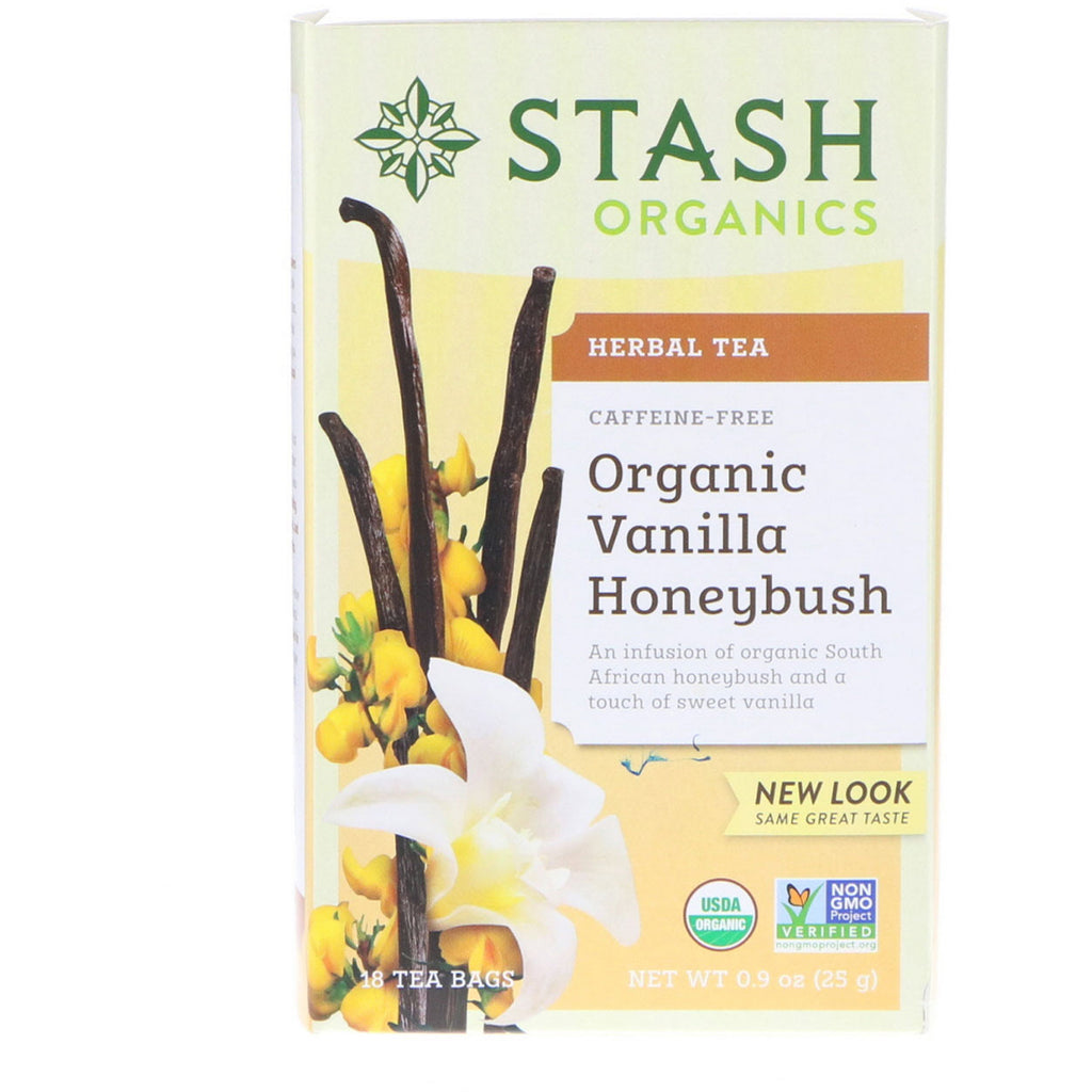 Stash Tea, tisana, miele alla vaniglia, senza caffeina, 18 bustine di tè, 25 g (0,9 oz)