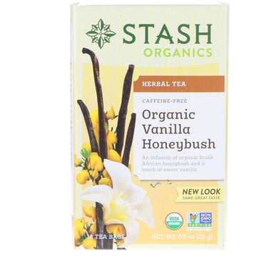 Stash Tea, Herbal Tea,  Vanilla Honey Bush, Caffeine-Free, 18 Tea Bags, 0.9 oz (25 g)