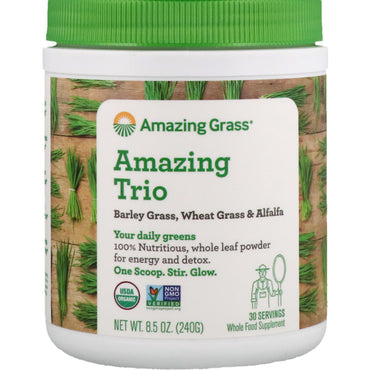 Amazing Grass, Amazing Trio، عشب الشعير، عشب القمح والبرسيم، 8.5 أونصة (240 جم)