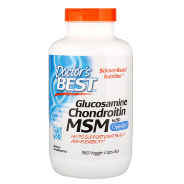 Doctor's Best, Glucosamine Chondroïtine MSM avec OptiMSM, 360 gélules végétariennes