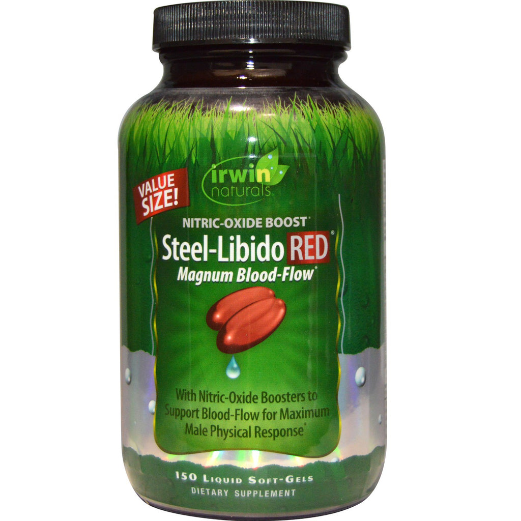 Irwin naturals, steel-libido red, magnum blood-flow, 150 cápsulas moles líquidas