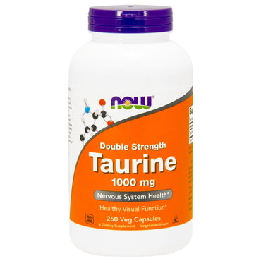 Now Foods, Taurina, doble concentración, 1000 mg, 250 cápsulas vegetales